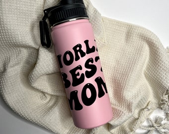 Sports Water Bottle 18/32 oz Stainless Steel Insulated Flasks Keeps Drinks Cold Personalized World Best Mom Mommy Mother Mother's Day Gifts!