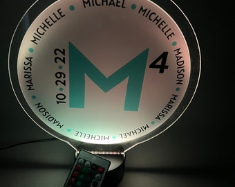 Custom Picture Light Up Table Party Centerpiece Featuring Your Logo or Photo LED & Personalized Engraved Name Lights 16 Colors With Remote