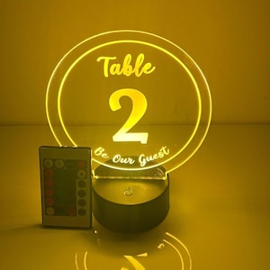 Custom Made Light Up 16 Colors LED Table Party Table Number Centerpiece Sweet 16, Birthday, Bar/Bat Mitzvah, Weddings, Quinceanera, Parties!