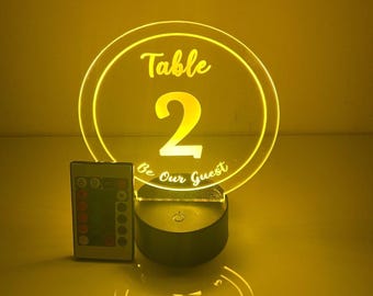 Custom Made Light Up 16 Colors LED Table Party Table Number Centerpiece Sweet 16, Birthday, Bar/Bat Mitzvah, Weddings, Quinceanera, Parties!