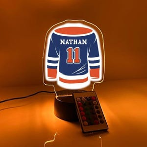 Personalisierte Name Nummer Eishockey Trikot Spieler Fan Mannschaft Sport Unter dem Motto Nacht 16 Farben Licht Lampe LED Zimmer Mann Höhle Dekor - Edmonton