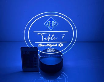 Custom Made 16 Colors LED Party Centerpiece Table Number Wedding Bar Bat Mitzvah Parties - Create Your Own Logo, Design & Light Up the Party
