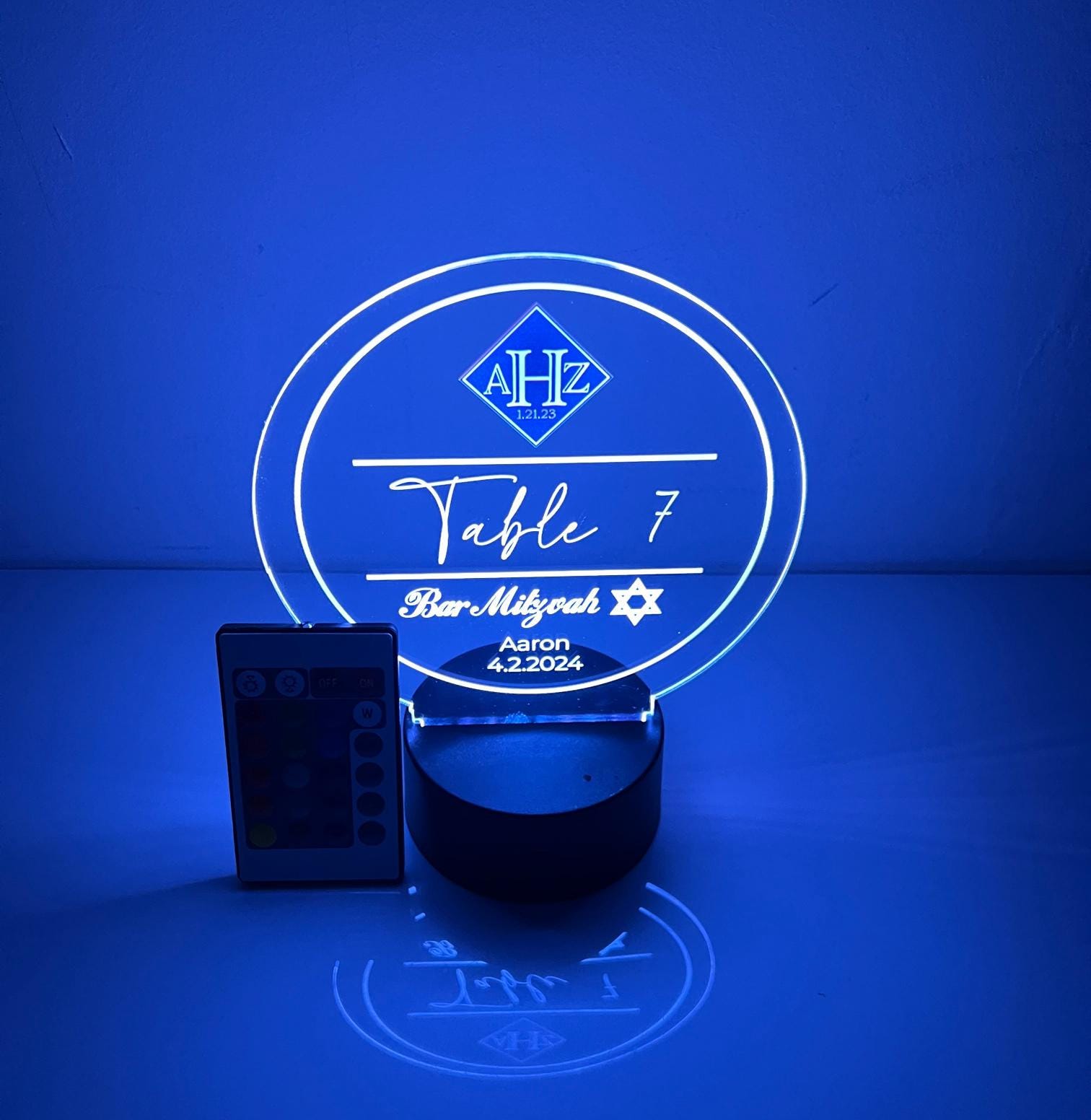 Custom Made 16 Colors LED Party Centerpiece Table Number Wedding Bar Bat Mitzvah Parties - Create Your Own Logo, Design & Light Up the Party