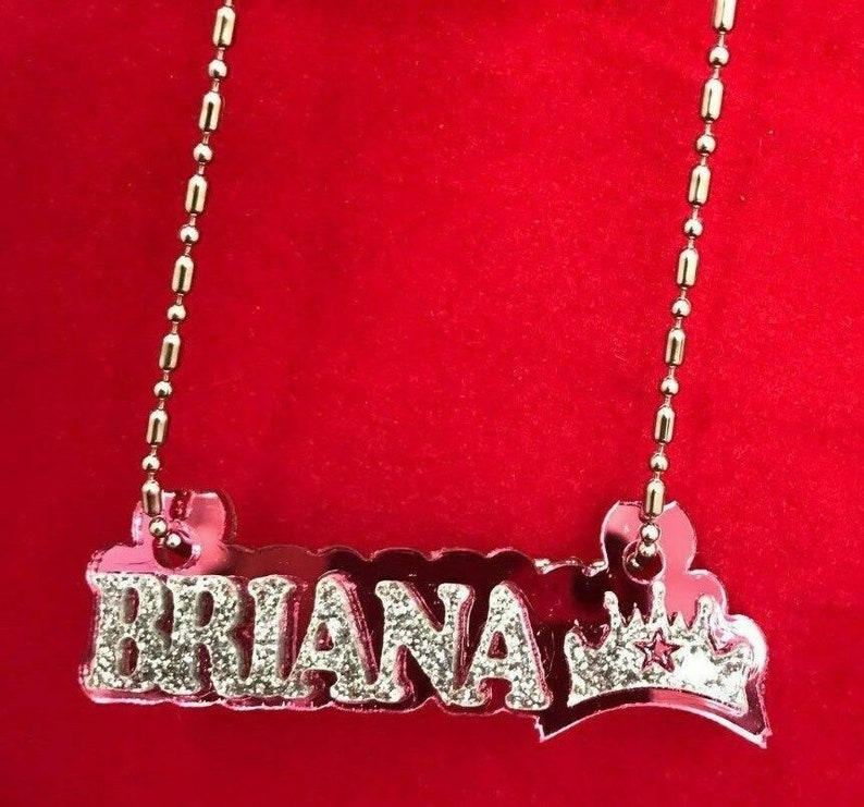 Dazzling and Stunning! Made to Order Any Name and Color Personalized Name Plate Custom Name Necklace Nameplate Name Laser Cut Diamond Look