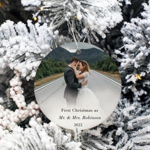 Personalized Photo Ornament Any Picture & Text Couple Wedding Xmas Keepsake Custom 3.5"Acrylic Family Holiday Christmas Tree Decoration Gift