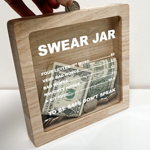Personalized / Swear Jar / You Say It You Pay It / Cuss Jar Coin Bank / Non Polite Words Box Bank / Swearing Jar / To Be Safe, Don&#39;t Speak