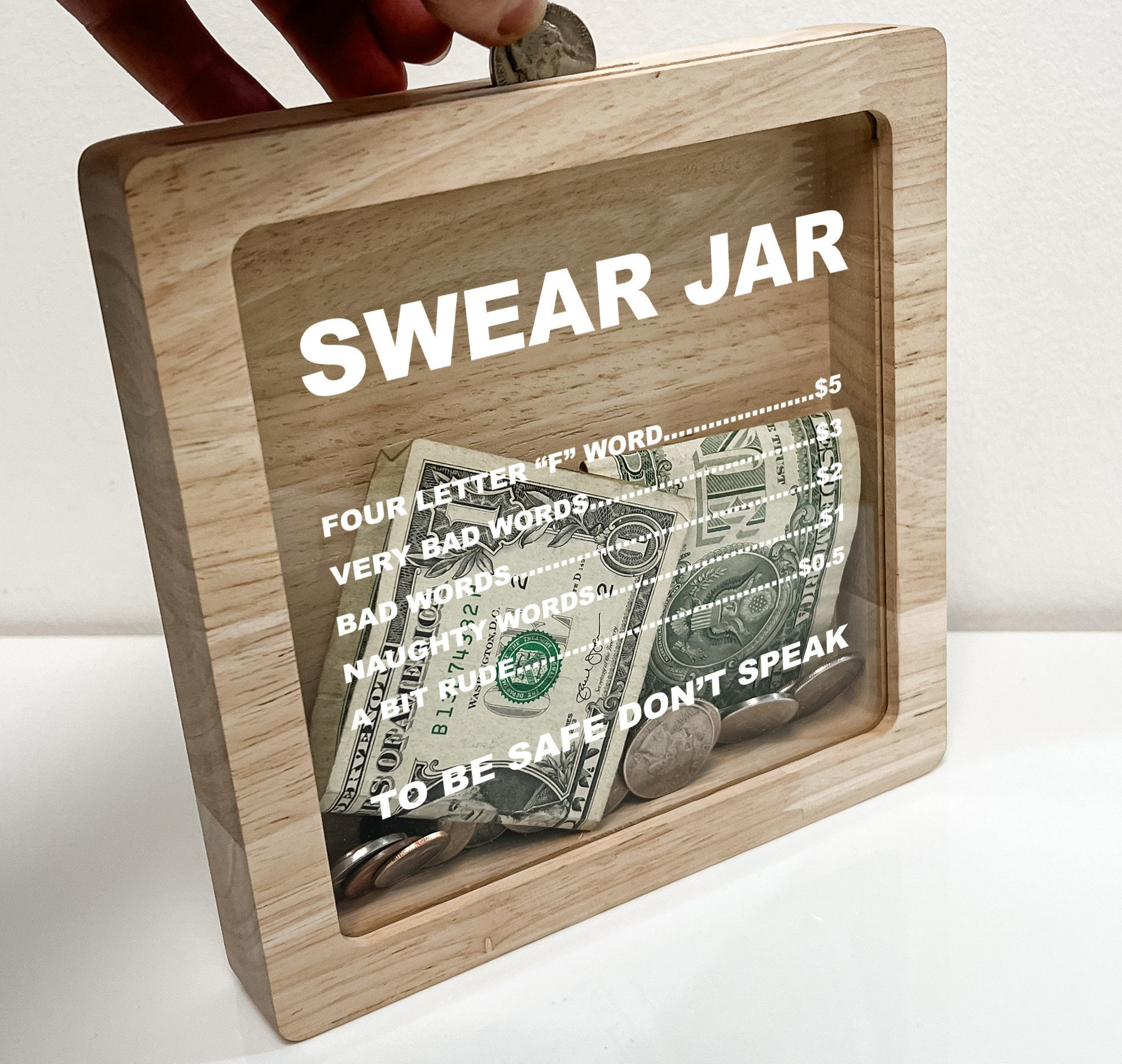 Personalized / Swear Jar / You Say It You Pay It / Cuss Jar Coin Bank / Non Polite Words Box Bank / Swearing Jar / To Be Safe, Don't Speak
