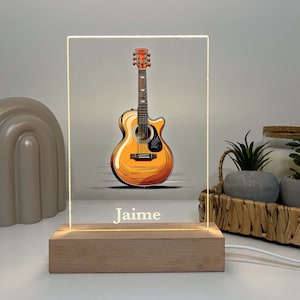 Custom Guitar Desk Lamp Gift for Musicians. Personalized Classic Guitar Lamp as Gift for Guitarist. Custom Night Light Gift for Music Lovers