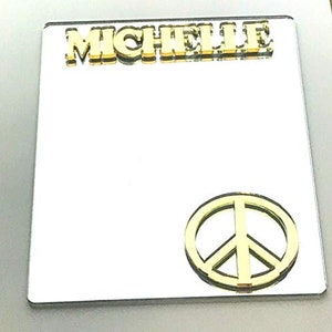 Peace Sign Locker Spiegel gepersonaliseerde terug naar school magnetische sport aangepast decor binnenkant van locker organisator accessoire, koelkast magneet