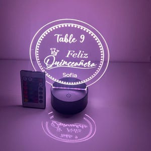 Custom Made Light Up 16 Colors LED Party Centerpiece Table Number Feliz Quinceanera 15th Birthday Celebration Parties - Light Up Your Party!