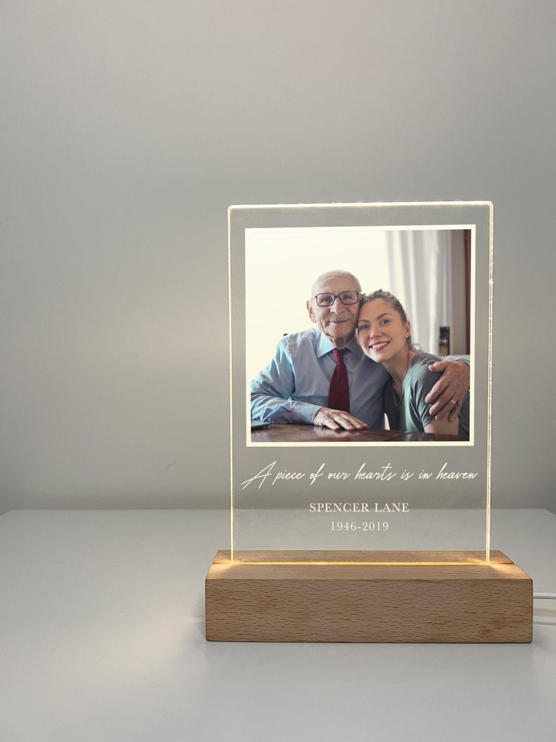 Custom Personalized Photo LED Wood Stand Room Night Light Up Table Lamp In Loving Memory Condolence Remembrance Loss Sympathy Memorial Gift image 7