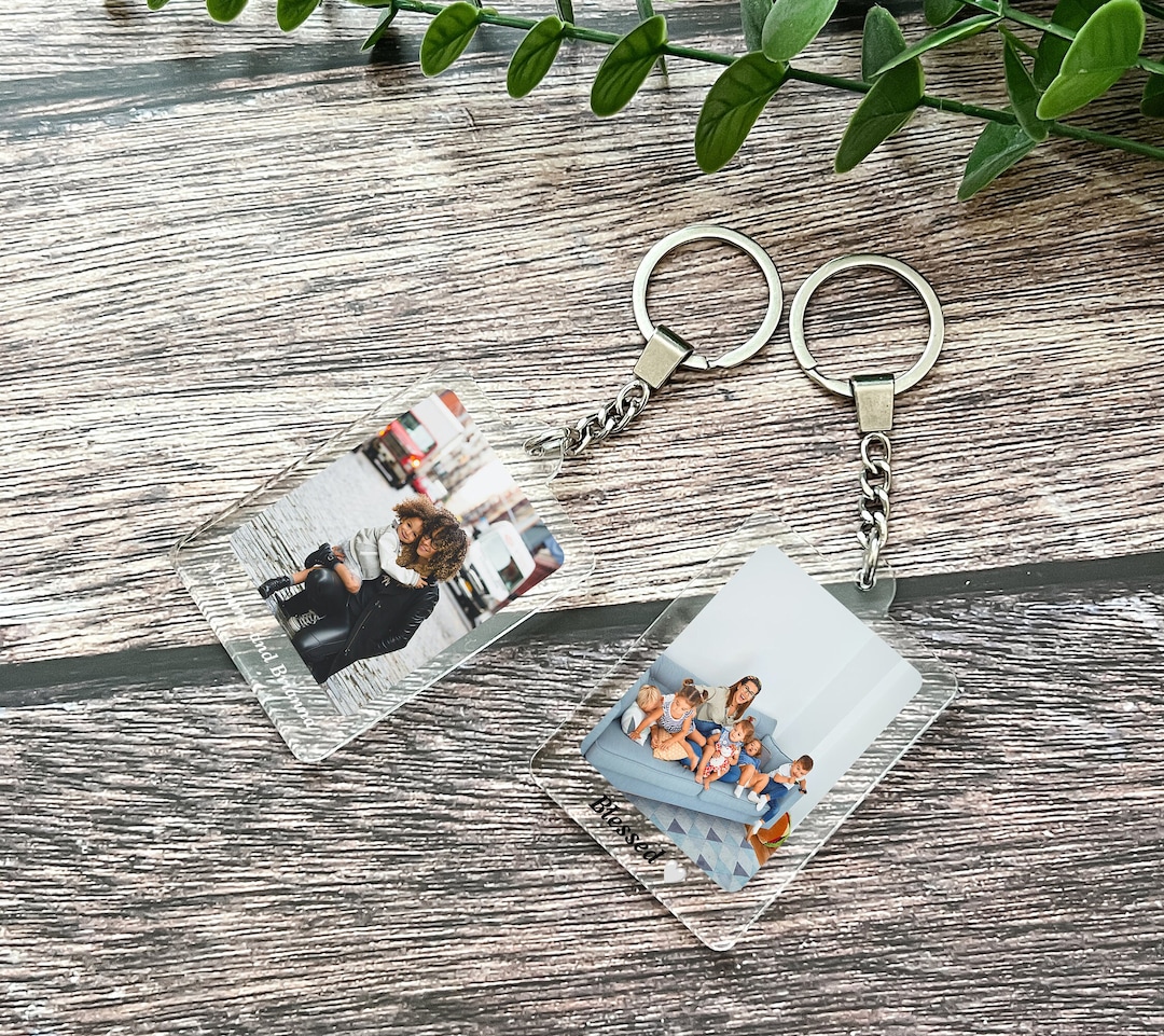 Photo Keychain Personalized, Custom Photo Keychain, Engraved Photo ...