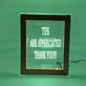 Fantastically Unique Eye Catching Tip Box Raffle Fund Raiser Donation Jar Personalized Engraved LED 16 Colors Changing 7&quot;W x 8.5&quot;H Container