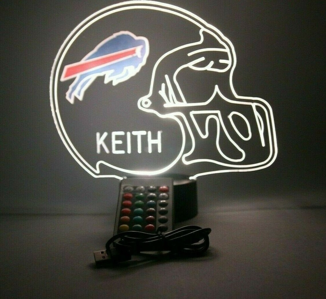 Buffalo Bills Night Light Up Table Lamp Football Helmet Sports Etsy