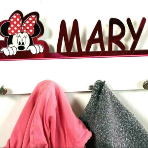 Custom Personalized Coat Hook Rack Holder Hanger Minnie Mouse Handmade Clothes Bag Towel Wall Organizer, Storage Space For Your Living Space