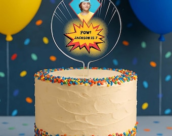 Superhero Kids Birthday Cake Topper, Personalized Custom Hero Birthday Party Decoration Happy Birthday Cake, Custom Name | Celebrate & Party