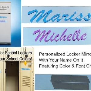 Naamkluisje spiegel gepersonaliseerd terug naar school magnetische kleurkeuze aangepast decor binnenkant van locker organizer accessoire, koelkastmagneet