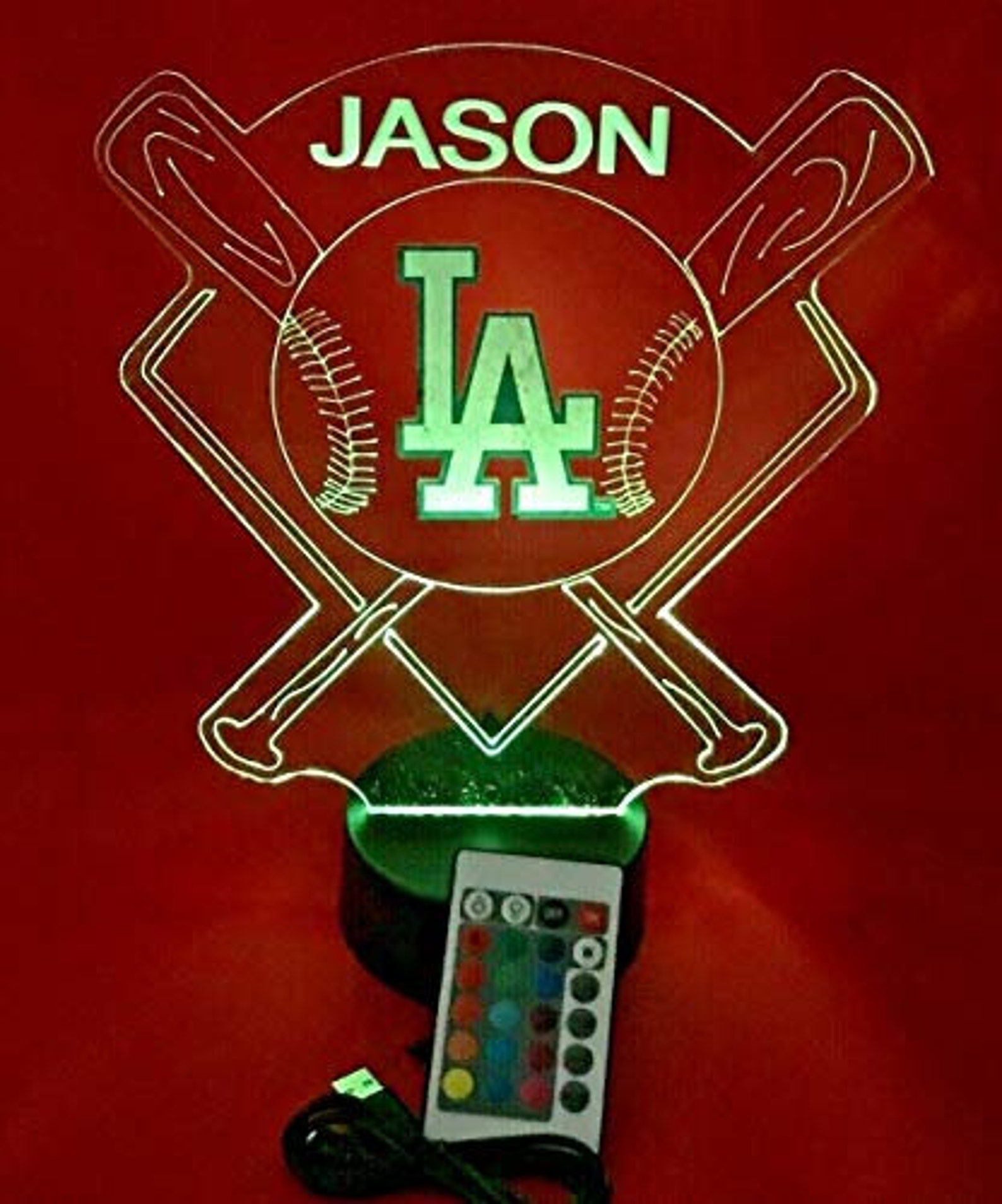 Los Angeles LA Dodgers Night Light up Table Lamp Baseball Etsy