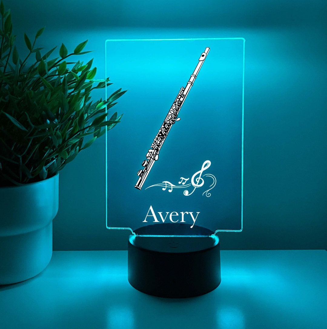 Musical Flashlight Flute Player Wind Instrument Night Light up Table Lamp LED Personalized ...