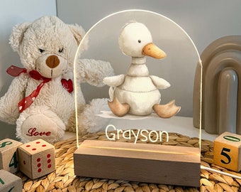 Personlig baby anka ankunge nattlampa LED för barn, söt babypresent, anpassad nattlampa för flickor, pojkar, barnrumsdekor, nattlampa present