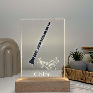 Clarinet Player, Wind Instrument Night Light Up Table Lamp LED Personalized Custom, Gift For Musicians, Clarinetists, Music Band Lovers Gift