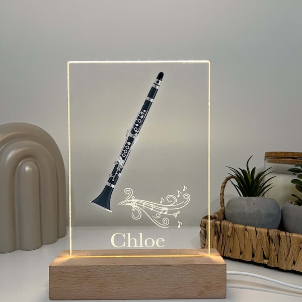 Clarinet Player, Wind Instrument Night Light Up Table Lamp LED Personalized Custom, Gift For Musicians, Clarinetists, Music Band Lovers Gift