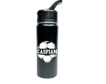 Personalized Insulated Stainless Steel Sports 18/32oz Classic Thermal Flask Water Bottle Soccer Ball Game Player Fan Custom Print Easy Carry