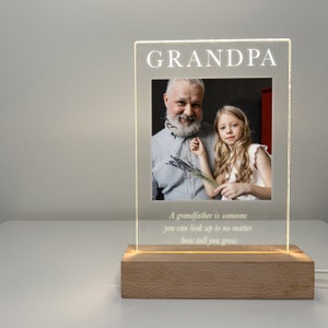 Personalized Custom Photo Picture LED Wood Stand Light Up Lamp Gramps Grandpa Granddaddy Granddad Holiday, Birthday, Happy Fathers Day Gift!