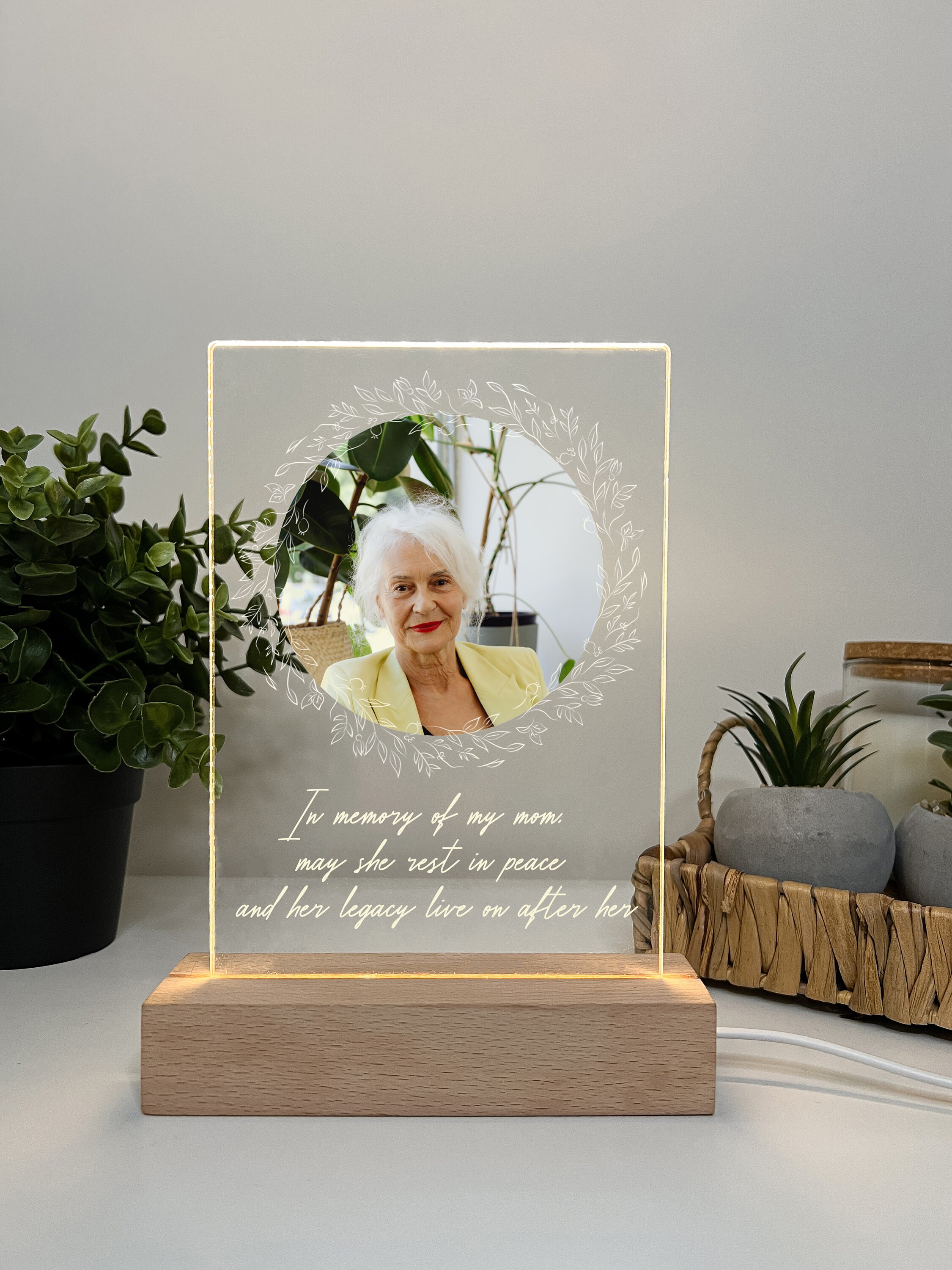 Custom Personalized Photo Picture LED Wood Stand Night Light up