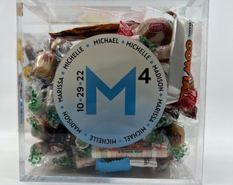 Shimmering Personalized Custom Candy Dish Display Gift Party Favor Box Decor With Fitting Top Table Decoration Any Photo Picture Logo & Text