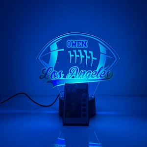 Los Angeles American Football Sportfan Sport Ball Lampe Nachtlicht LED Personalisierte FREE, 16 Farben mit Fernbedienung Made in America