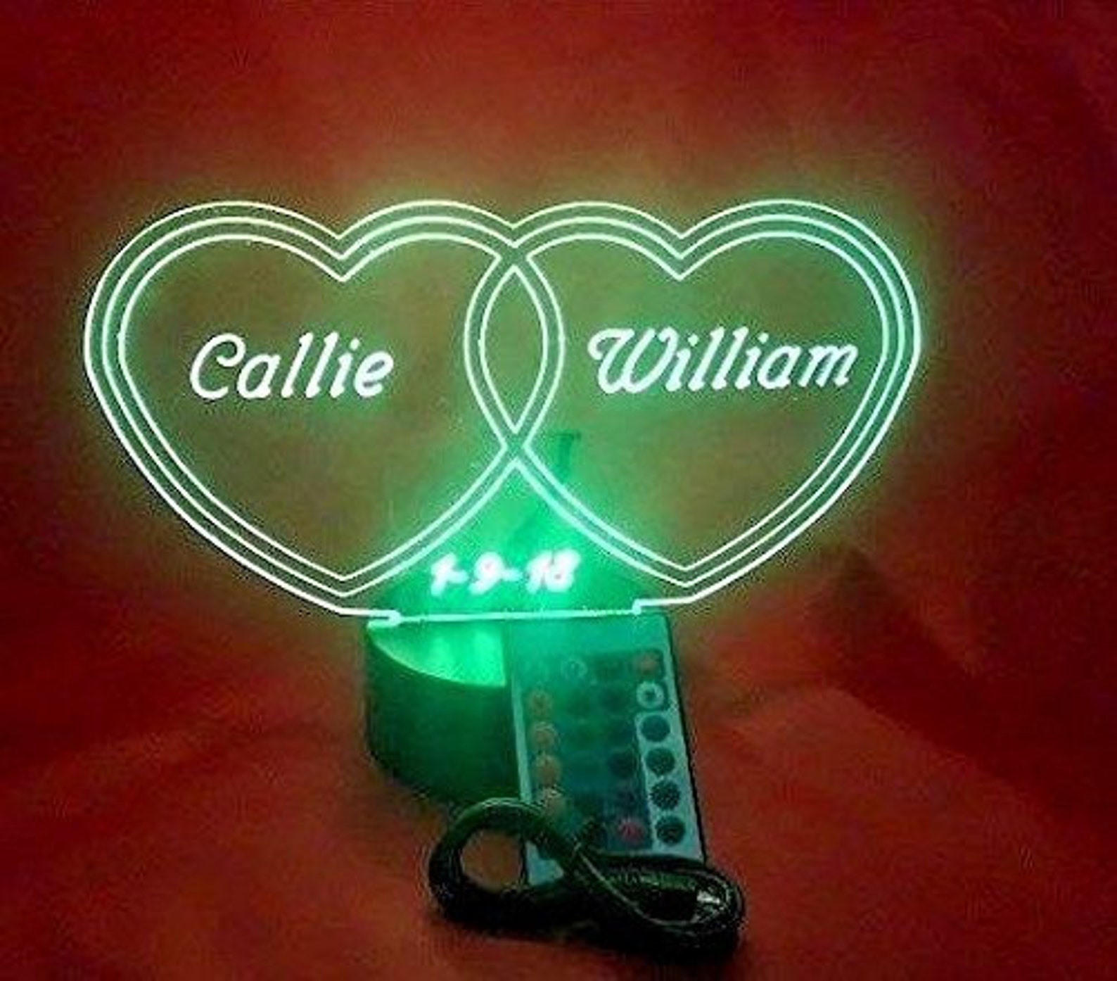 Couple Double Hearts Love Night Light Up Table Desk Lamp LED Etsy