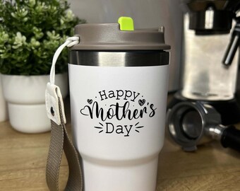 Personalized 16oz Double Wall Stainless Steel Vacuum Insulated Tumbler Coffee Cup Travel Mug 2in1 Lid Cupholder Friendly, Happy Mother's Day