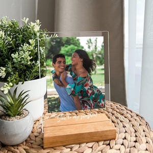Placa de fotos personalizada con soporte, regalo para él, marco de fotos con soporte, regalo para ella, aniversario, boda, regalo de San Valentín.