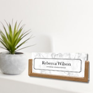 Personalized Desk Name Plate With Wooden Base, Lighted LED Light Nameplate, Desk Accessories, Office Gifts for Boss Coworkers, New Job Gifts