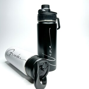 Sports Water Bottle 18/32 oz Stainless Steel Insulated Flasks Keeps Drinks Cold Any Name Personalized, Grandma Nana Mom Mommy Mother&#39;s Gifts