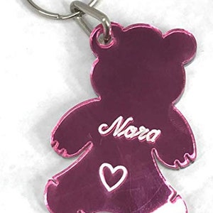 Teddy Bear Cute Keychain Personalized Custom Name Free Engraved Key Chain Any Name Key Ring Clip on Bag Backpack Luggage Tag, Perfect Gift