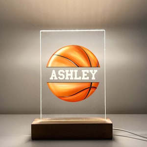 Benutzerdefinierte personalisierte Name LED Holz Stand Zimmer Nacht leuchten Tischlampe Basketball Sport Korb Ball Spiel Schule Team Player Jungen Mädchen Geschenk