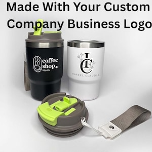 Personalized 16oz Stainless Steel Vacuum Insulated Tumbler Coffee Travel Mug Featuring 2-in-1 Lid Cupholder Friendly, With Your Company Logo