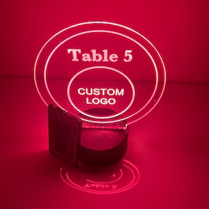 Custom Made 16 Colors LED Table Party Centerpiece Table Number Wedding Mitzvah Parties - Create Your Own Logo or Design & Light Up the Party