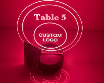 Custom Made 16 Colors LED Table Party Centerpiece Table Number Wedding Mitzvah Parties - Create Your Own Logo or Design & Light Up the Party