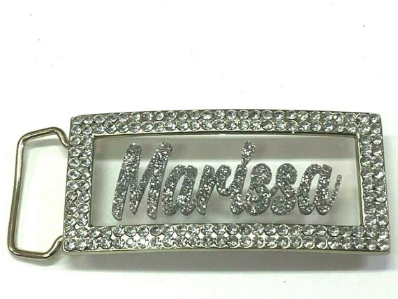 Adjustable Belt Buckle Laser Cut Personalized Custom Bling Rhinestone  Silver Glitter Any Name, Word Fantastically Unique and Eye Catching 