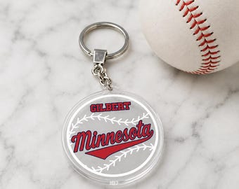 American Baseball Keychain Keyring Key Chain Ring Luggage Tag Car Bag Keys Sports Player Fan Team Ball Gift Personalized Free! - Minnesota