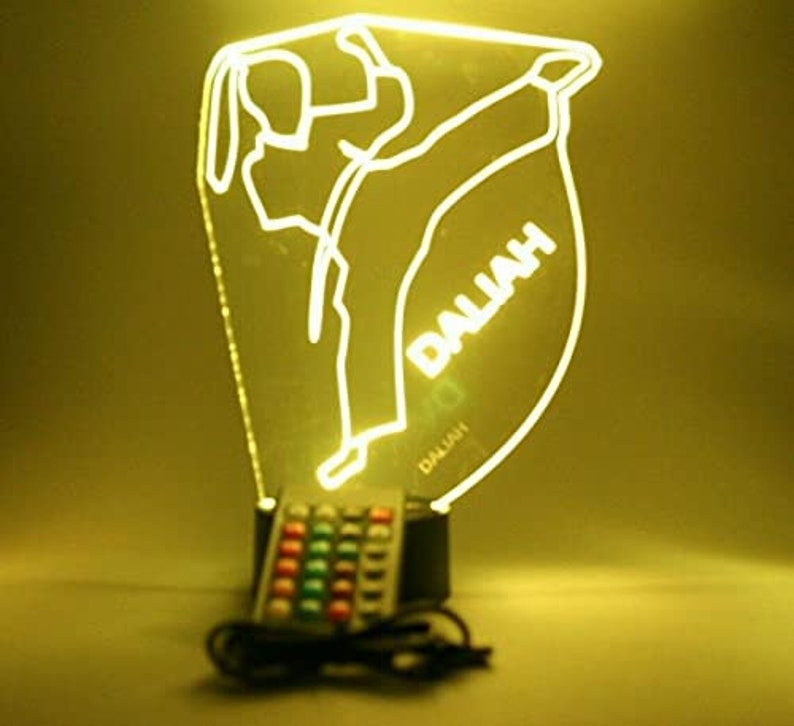 With Remote Female Girl Karate Martial Arts Kung-fu Night Light Up Table Desk Lamp LED Personalized Free Engraved Name It/'s Wow 16 Colors