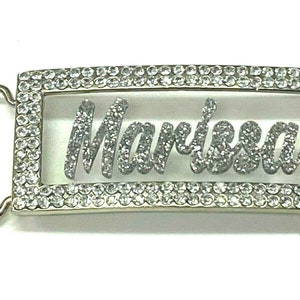 Adjustable Belt Buckle Laser Cut Personalized Custom Bling Rhinestone Silver Glitter Any Name, Word Fantastically Unique and Eye Catching image 4