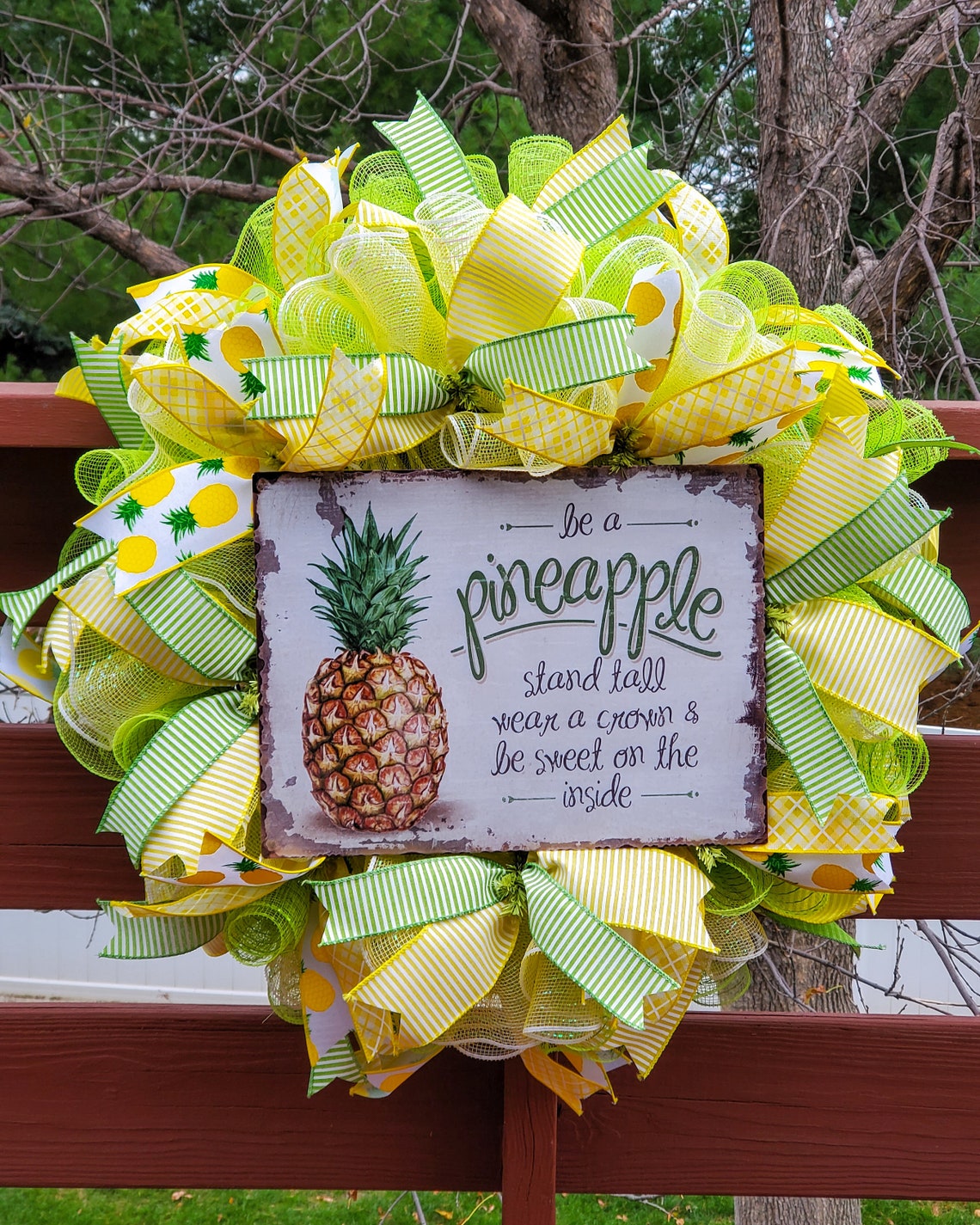 Pineapple Wreath Summer Wreath Summer Home Décor Yellow Etsy