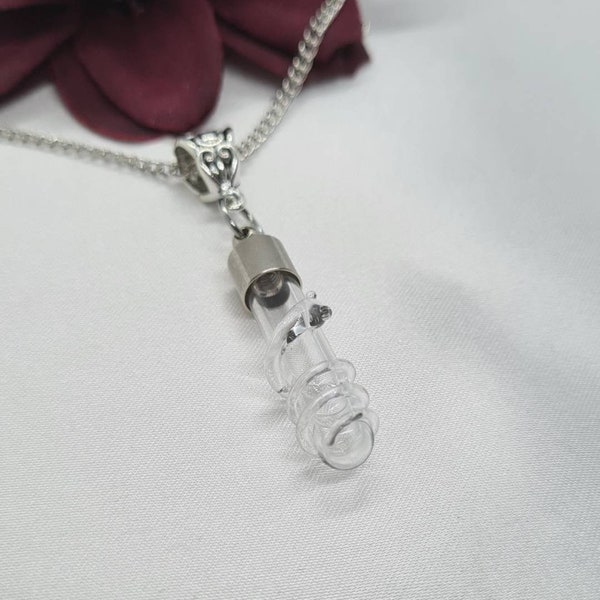 Dainty Snake Blood Vial Necklace, Clear Empty Memorial Stash Necklace. Ash Storage, Snake Venom Necklace, Glass Perfume Bottle, Spell Jar