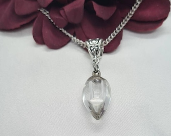 Tear Drop Vial Pendant Necklace, Dainty Stash Necklace, Clear Empty Blood Vial Kit, Ash Memorial Storage, Spell Jar, Perfume Vial Jewellery