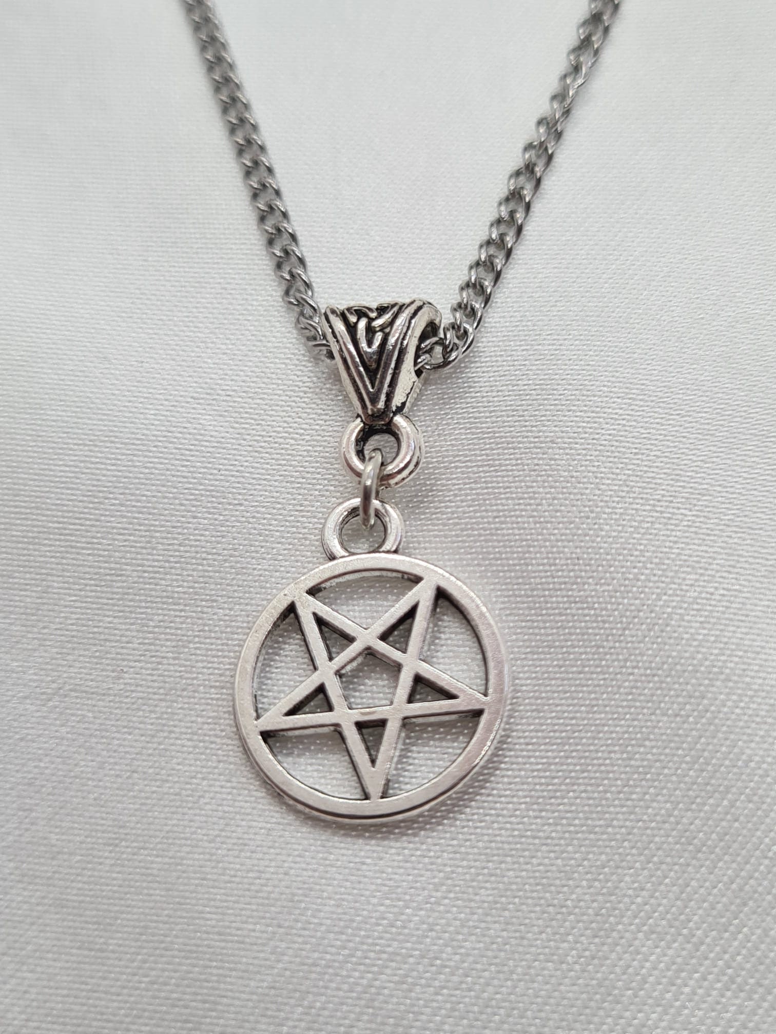 Collana Uomo Con Ciondolo Croce Invertita E Pentagramma In Acciaio Inossidabile - Gioiello Wiccan E Pagano - 2