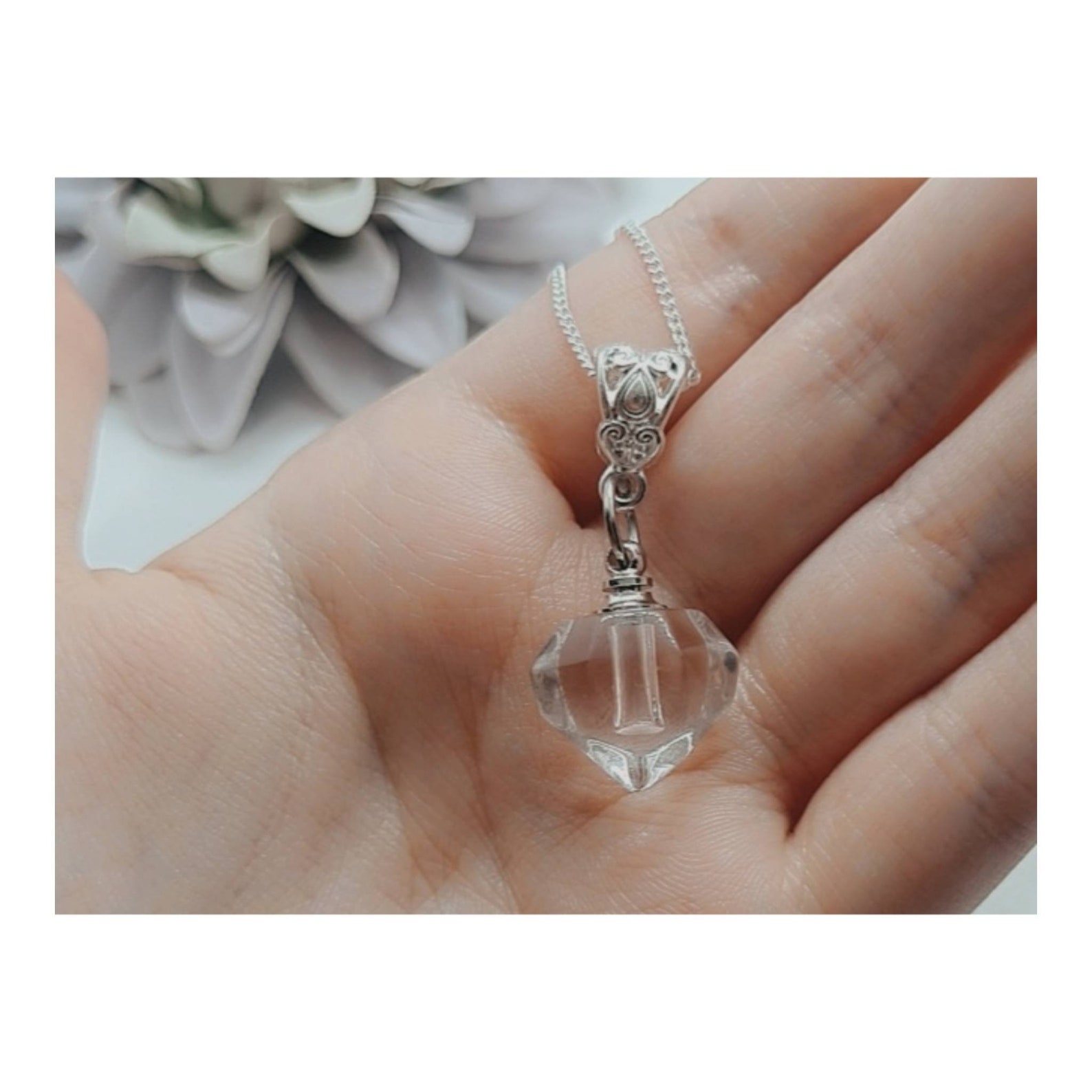 Clear Blood Vial Necklace Heart Shaped Vial Dainty Necklace Etsy
